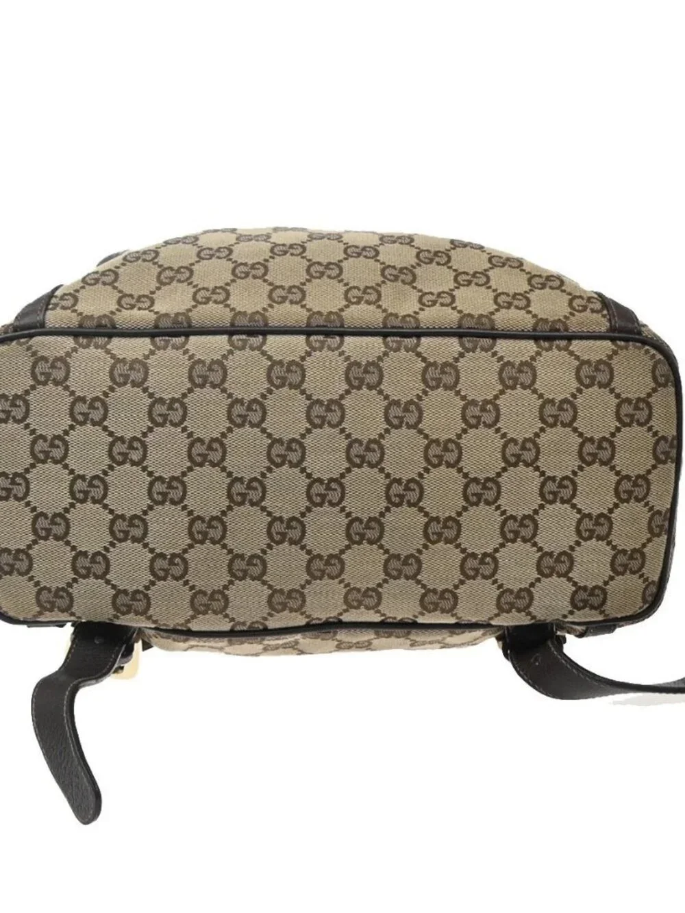GUCCI Logo GG Pattern Backpack Bag Canvas Leather Brown GHW Italy 77YJ322